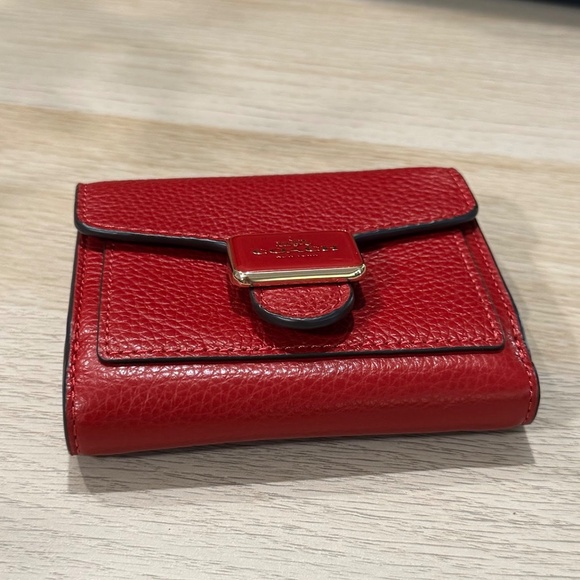 Coach Red Pebble Leather Pepper Wallet "Cute and Compact" - Picture 4 of 9